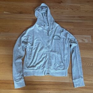 Abercrombie & Fitch Gray and White Striped Hoodie